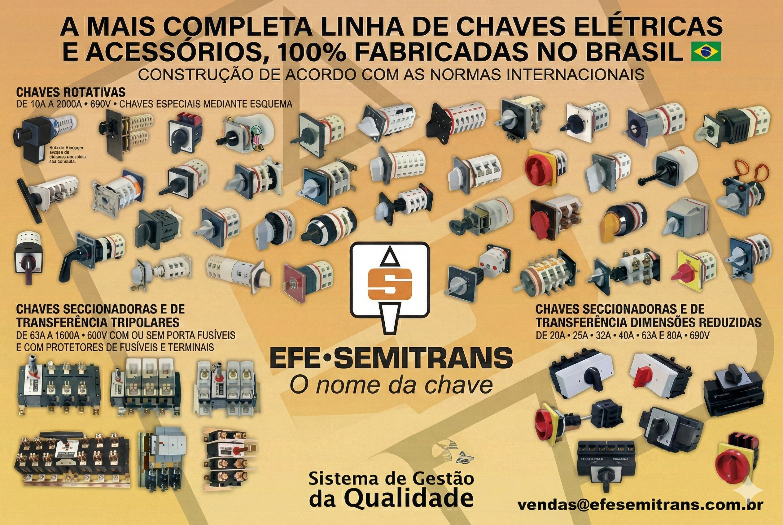 Painel completo de chaves eletricas EFE Semitrans - chaves rotativas, seccionadoras e de transferencia